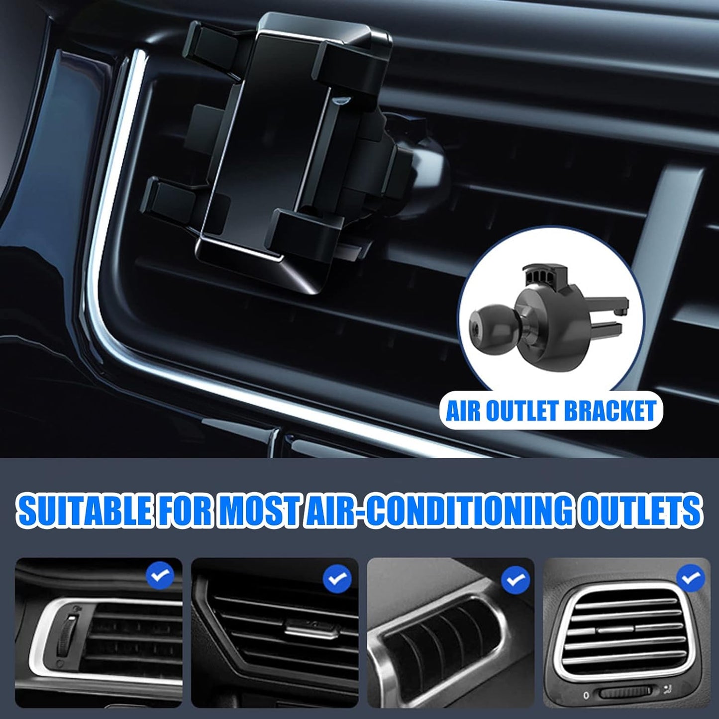 Mobile Phone Holder Car with Ventilation Opening Phone Clip, 3 in 1 Universal Mobile Phone Holder Silicone Protection 360 ° Rotatable Car Mobile Phone Holder Hands-Free Phone Holder for All Phones…