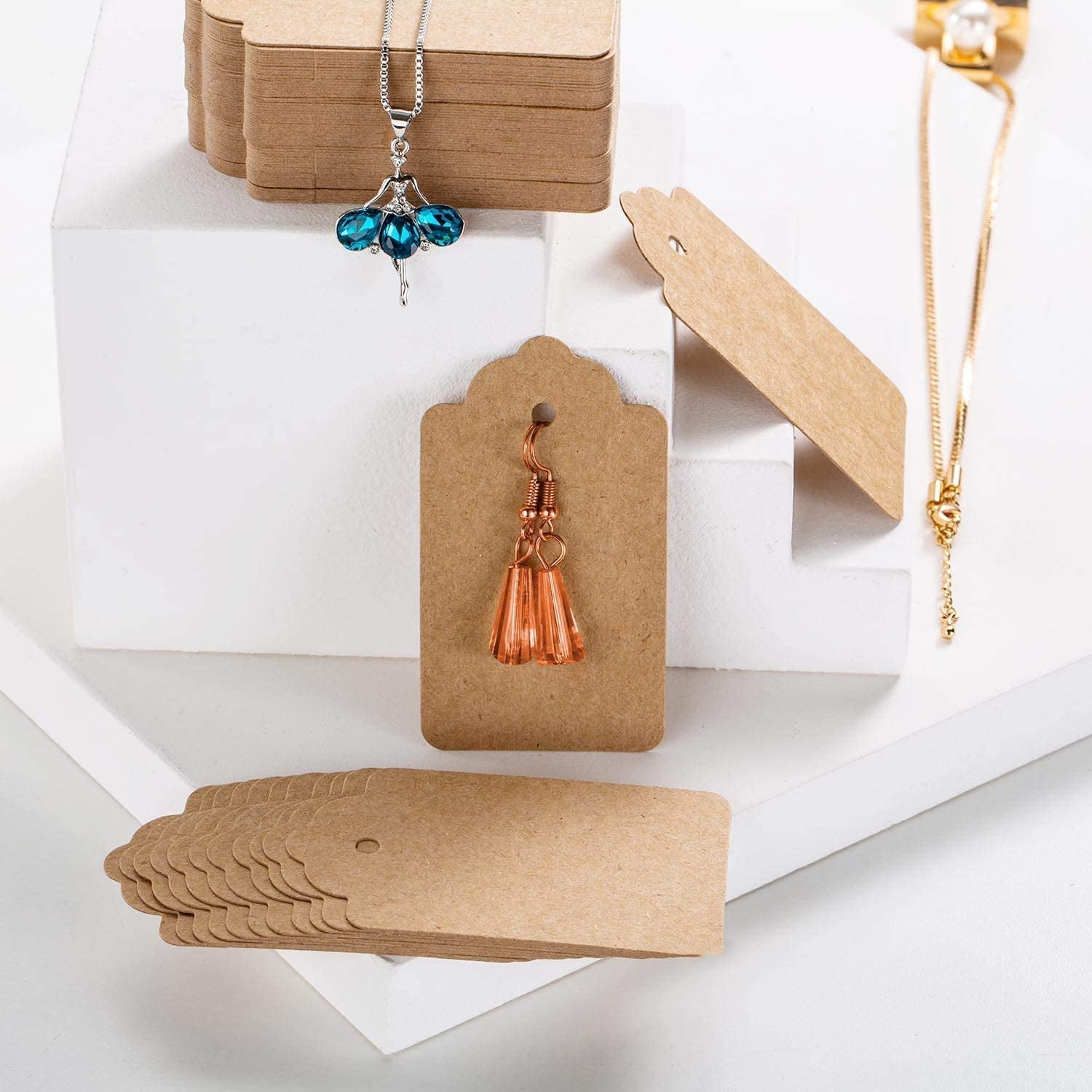 100Pcs Premium Gift Tags, Double-Sided Available Kraft Paper Price Tags with 100 Root Natural Jute Twine, Craft Labels Treats for Wedding Christmas Day Thanksgiving